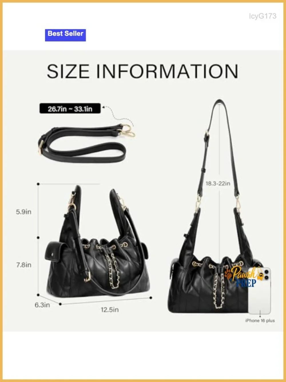 Slouchy Quilted Hobo Bag Women Vegan Leather Adjustable Strap Shoulder Purse